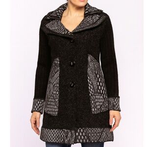 Cleo cardigan sweater button up long wool blend black/gray SZ M long sleeve